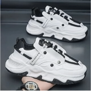 Futuristic Chunky White Black Sneakers Bold Streetwear Style